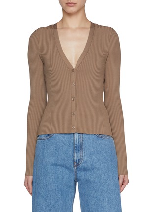 Main View - Click To Enlarge - GOOD AMERICAN - V-neck Rib Cardigan