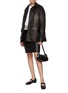 Figure View - Click To Enlarge - WE11DONE - Lambskin Leather H-Line Skirt