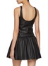 Back View - Click To Enlarge - WE11DONE - Scoop Neck Gathered Leather Mini Dress