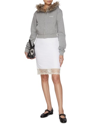 Figure View - Click To Enlarge - WE11DONE - Lace Hem Cotton Midi Skirt