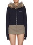 Main View - Click To Enlarge - WE11DONE - Faux Fur Trim Zip Up Cotton Hoodie