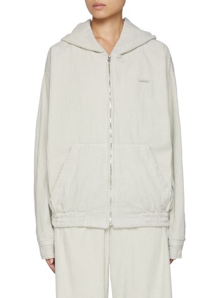 Main View - Click To Enlarge - WE11DONE - Zip Up Corduroy Hoodie