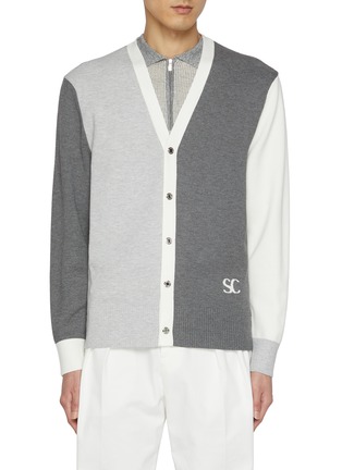 Main View - Click To Enlarge - SOUTHCAPE - Button Up Colour Block Cardigan