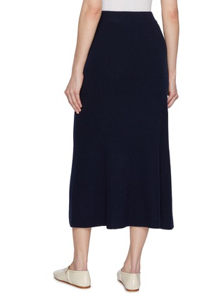 Back View - Click To Enlarge - BRUNO MANETTI - A-Line Wool Cashmere Ribbed Knit Skirt