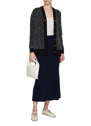 Figure View - Click To Enlarge - BRUNO MANETTI - A-Line Wool Cashmere Ribbed Knit Skirt