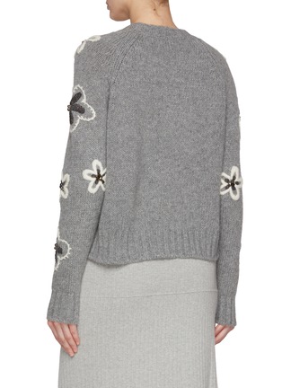 Back View - Click To Enlarge - BRUNO MANETTI - Floral Embroidery Wool Cashmere Knit Sweater