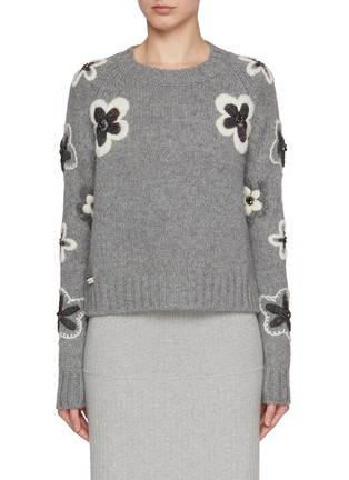 Main View - Click To Enlarge - BRUNO MANETTI - Floral Embroidery Wool Cashmere Knit Sweater