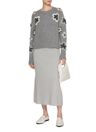 Figure View - Click To Enlarge - BRUNO MANETTI - Floral Embroidery Wool Cashmere Knit Sweater