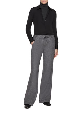 Figure View - Click To Enlarge - KITON - Drawstring Cashmere Blend Wide Leg Pants