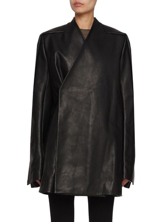 Main View - Click To Enlarge - RICK OWENS  - Long Leather Officer Blazer Jacket