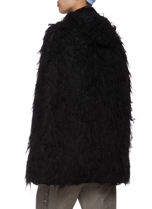 Back View - Click To Enlarge - RICK OWENS  - Hairy Textured Wool Silk Short Cape