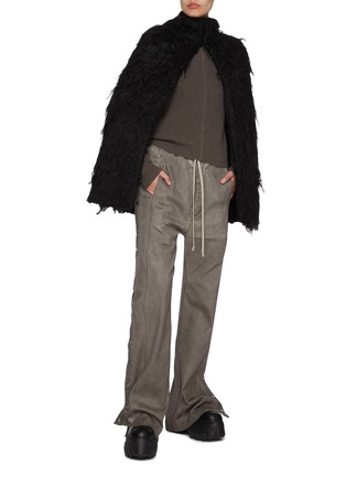 Figure View - Click To Enlarge - RICK OWENS  - Hairy Textured Wool Silk Short Cape