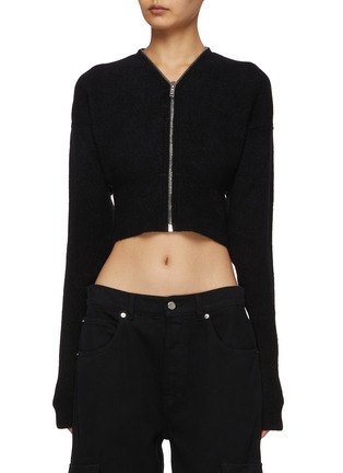 Main View - Click To Enlarge - RICK OWENS  - Klaus Cropped Knit Hoodie