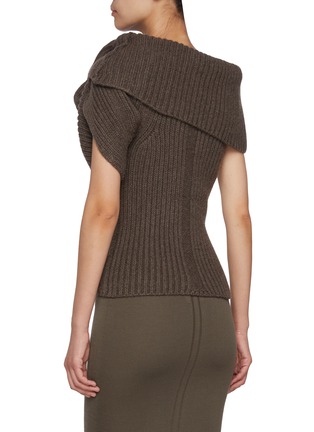 Back View - Click To Enlarge - RICK OWENS  - Asymmetrical Twisted Ribbed Cashmere Top