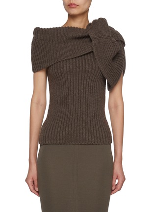 Main View - Click To Enlarge - RICK OWENS  - Asymmetrical Twisted Ribbed Cashmere Top