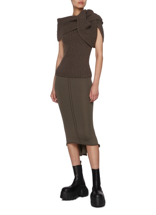 Figure View - Click To Enlarge - RICK OWENS  - Daupine Fishtail Midi Skirt