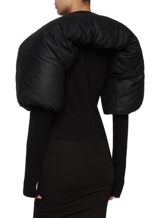 Back View - Click To Enlarge - RICK OWENS  - Cracked Leather Puffer Duvetina Shrug