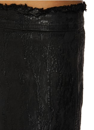  - RICK OWENS  - Fray Cracked Denim Mini Skirt