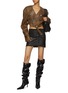 Figure View - Click To Enlarge - RICK OWENS  - Fray Cracked Denim Mini Skirt