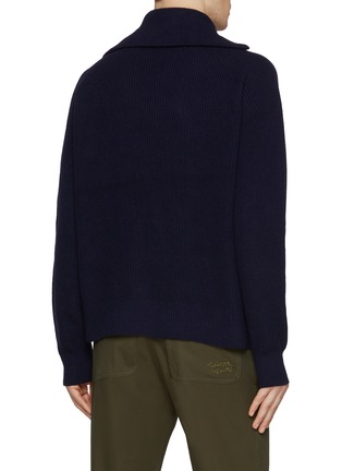 Back View - Click To Enlarge - MAISON KITSUNÉ - Half Zip Fox Head Wool Cashmere Blend Sweater