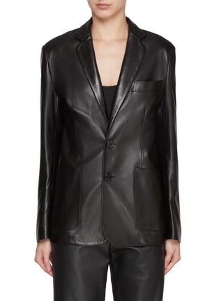 Main View - Click To Enlarge - NOUR HAMMOUR - Valeria Single Breasted Leather Blazer