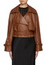 Main View - Click To Enlarge - NOUR HAMMOUR - Hatti Cropped Belted Leather Trench Jacket