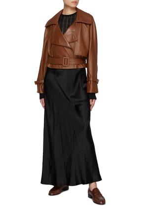 Figure View - Click To Enlarge - NOUR HAMMOUR - Hatti Cropped Belted Leather Trench Jacket