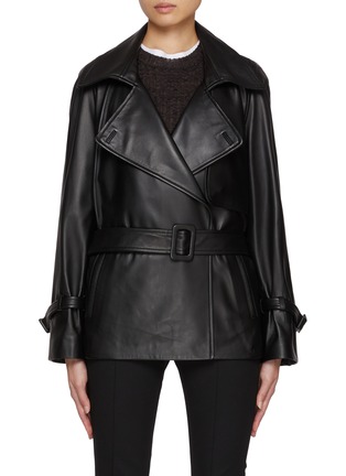 Main View - Click To Enlarge - NOUR HAMMOUR - Brea Belted Leather Trench Jacket