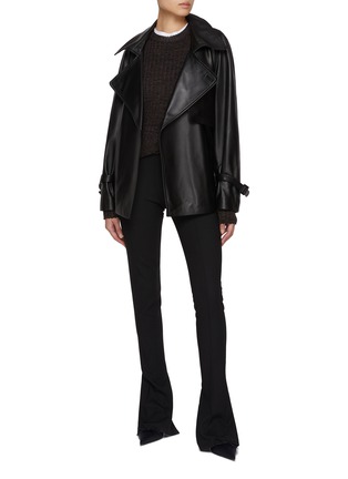 Figure View - Click To Enlarge - NOUR HAMMOUR - Brea Belted Leather Trench Jacket