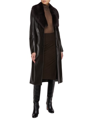 Figure View - Click To Enlarge - NOUR HAMMOUR - Marla Belted Leather Coat