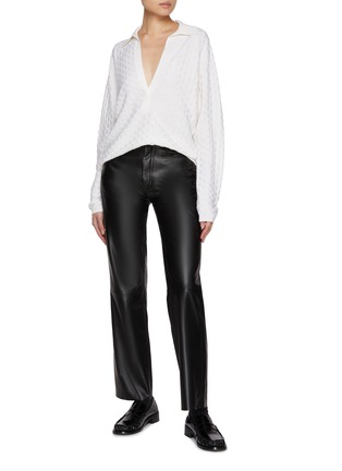 Figure View - Click To Enlarge - NOUR HAMMOUR - Billy Straight Leg Leather Pants