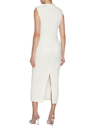 Back View - Click To Enlarge - ROLAND MOURET - Tie Neck Crepe Midi Dress