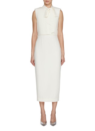 Main View - Click To Enlarge - ROLAND MOURET - Tie Neck Crepe Midi Dress