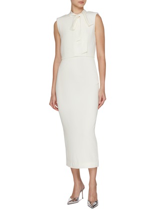 Figure View - Click To Enlarge - ROLAND MOURET - Tie Neck Crepe Midi Dress