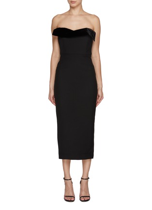 Main View - Click To Enlarge - ROLAND MOURET - Strapless Velvet Crepe Midi Dress