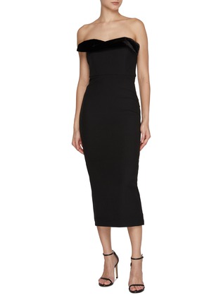 Figure View - Click To Enlarge - ROLAND MOURET - Strapless Velvet Crepe Midi Dress