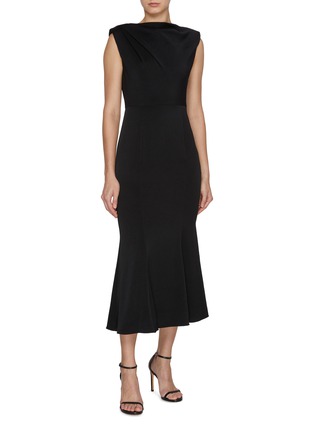 Figure View - Click To Enlarge - ROLAND MOURET - Ruched Crepe Midi Dress