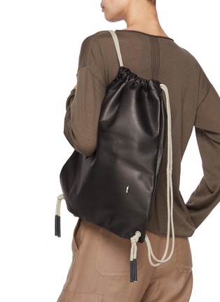 Figure View - Click To Enlarge - RICK OWENS  - Leather Drawstring Backpack