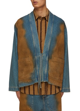 Main View - Click To Enlarge - UMA WANG - Erosion Medium Wash Denim Kimono Jacket