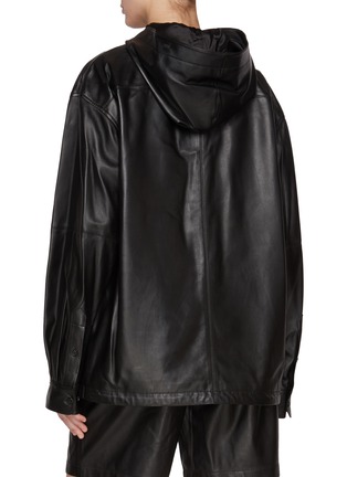 Back View - Click To Enlarge - HELMUT LANG - Lamb Leather Hooded Overshirt