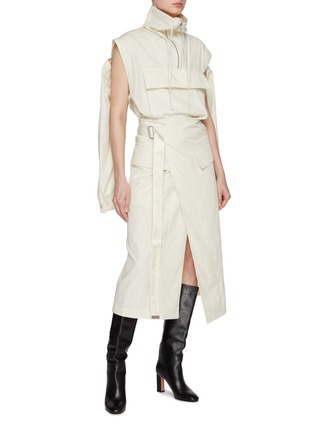 Figure View - Click To Enlarge - HELMUT LANG - Detachable Sleeve High Neck Gusset Dress