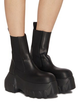 Figure View - Click To Enlarge - RICK OWENS  - Platform Beatle Mega Tractor Leather Combat Boots