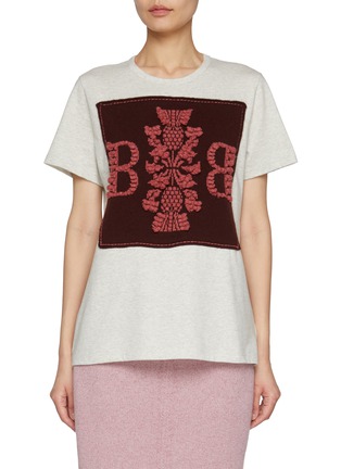 Main View - Click To Enlarge - BARRIE - BB Logo Knit Patch Cotton T-shirt