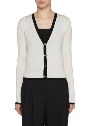 Main View - Click To Enlarge - THEORY - Contrast Trim Cardigan