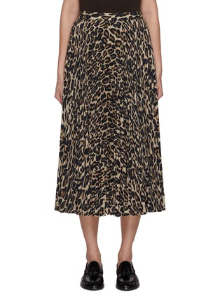 THEORY Cheetah Print Pleated Midi Skirt Women Lane Crawford