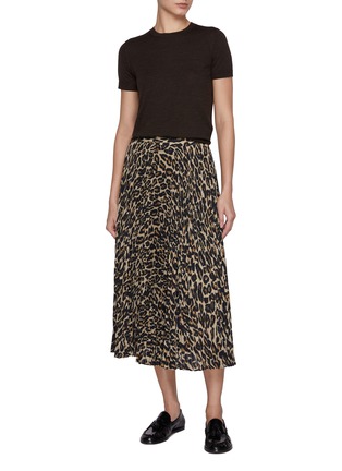 Figure View - Click To Enlarge - THEORY - Cheetah Print Pleated Midi Skirt