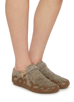 Figure View - Click To Enlarge - LOEWE - Rise Buckle Slip On Brushed Suede Loafers