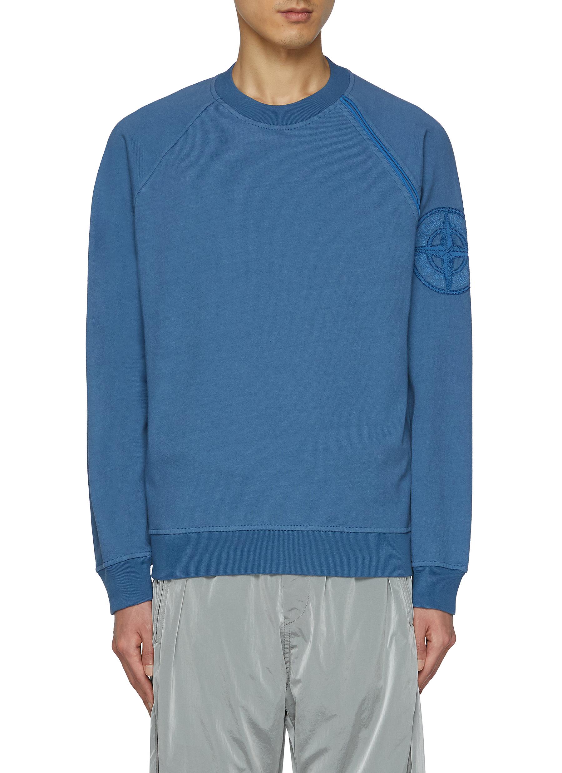 STONE ISLAND Embroidered Logo Cotton Sweatshirt BLUE Men Lane Crawford