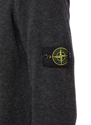  - STONE ISLAND - Logo Patch Virgin Wool Cardigan