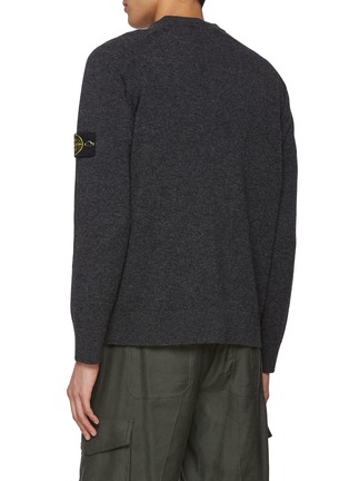 Back View - Click To Enlarge - STONE ISLAND - Logo Patch Virgin Wool Cardigan